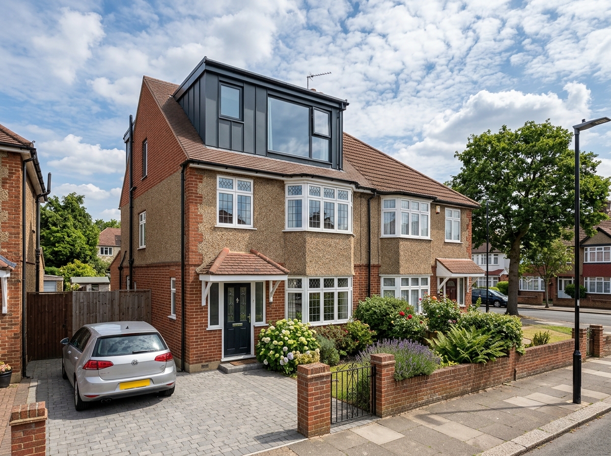 Same 1930s semi after hip-to-gable conversion