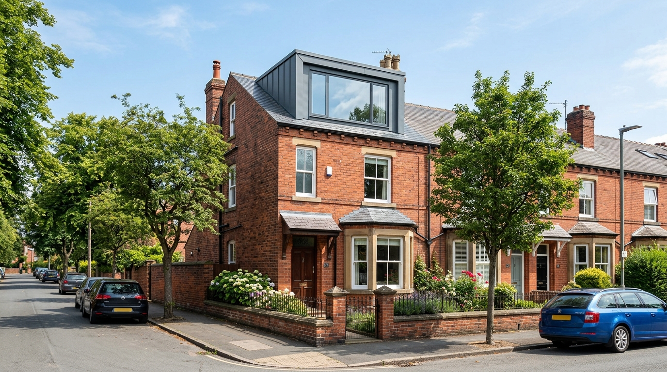Victorian terraced house in the UK with a completed grey zinc dormer loft conversion